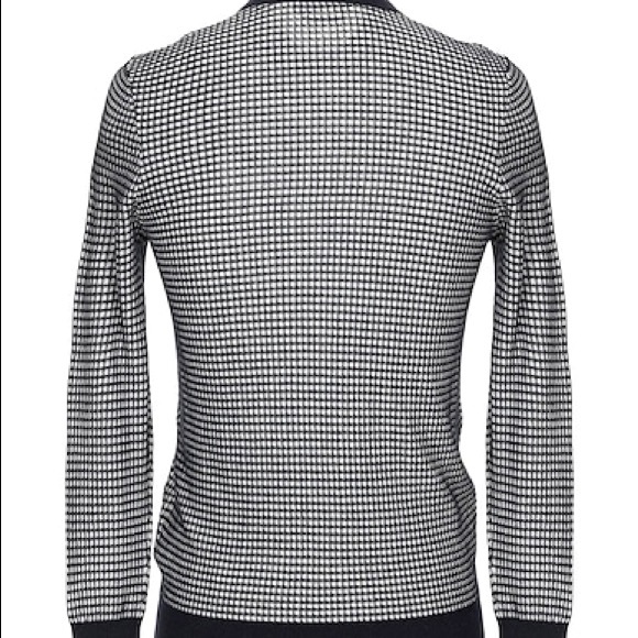Alpha Studio, men's oven shirt, Mulberry Silk and Cashmere, black on white. - Picture 2 of 8